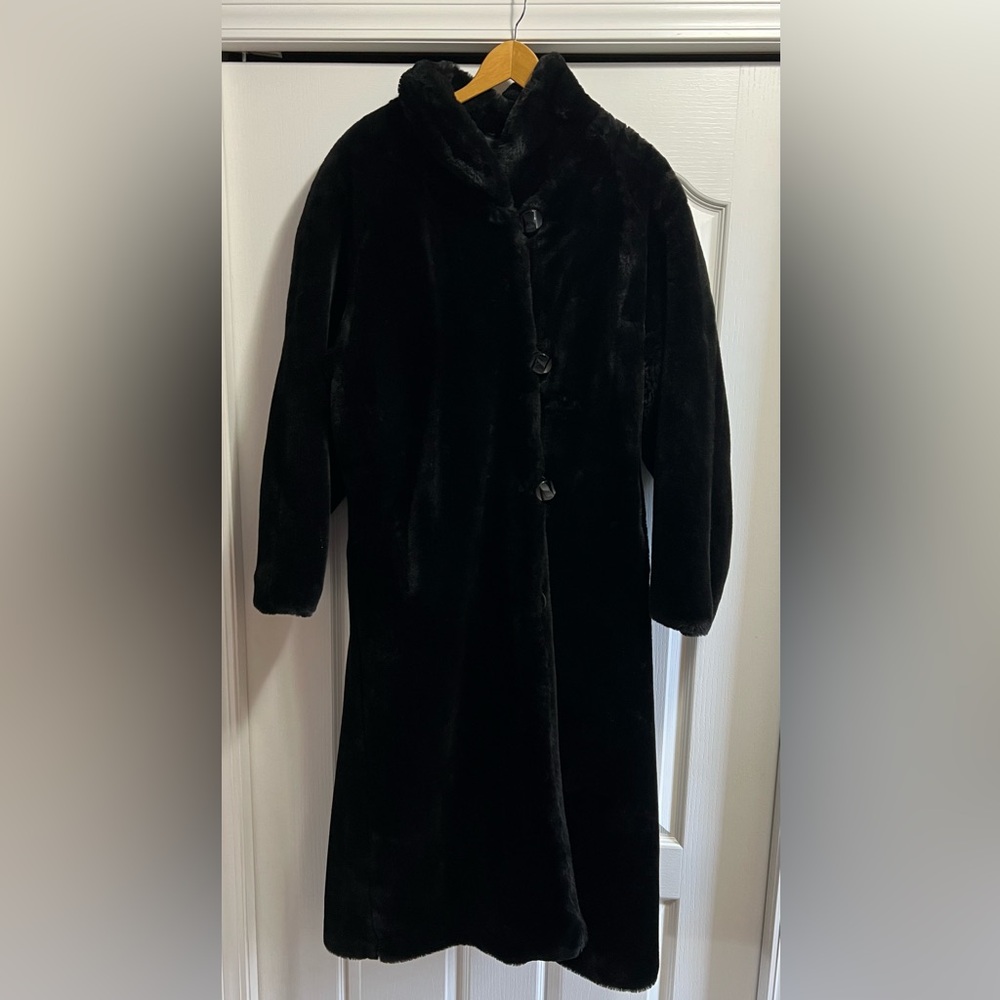 Be warm this winter! Full length black fur-like coat!